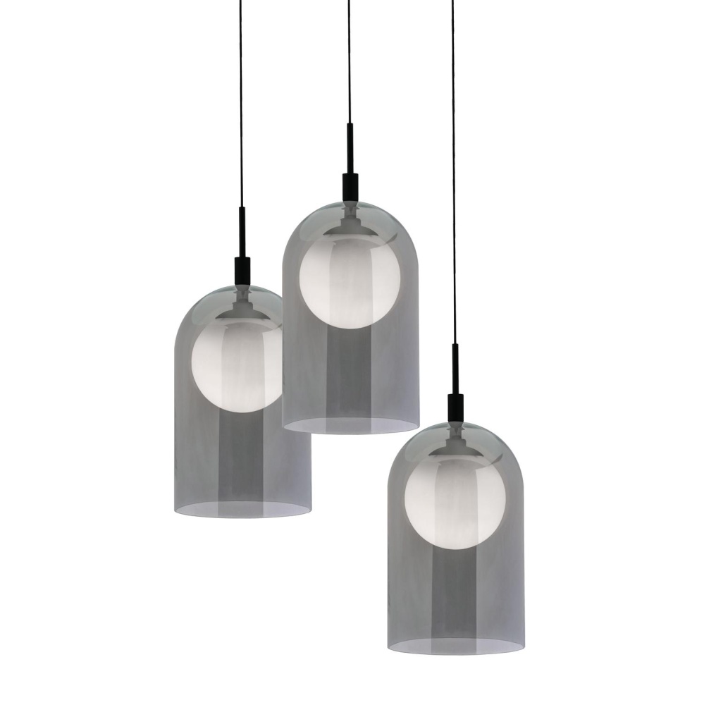Kiran 3 Light Round Pendant,120V,45W,3000K,BK