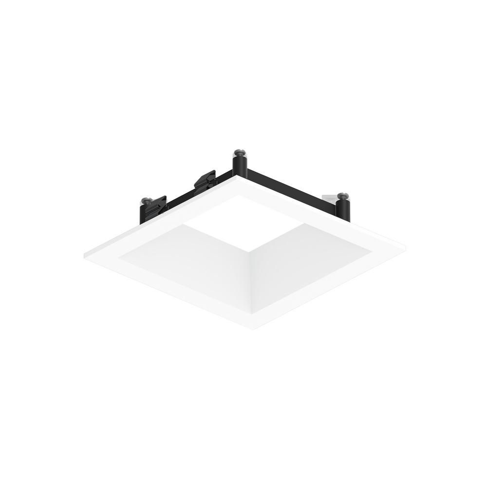 3" Apollo Square Flanged Downlight Trim, White Finish