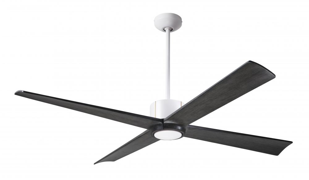 Nouveau DC Fan; Matte White Finish w/ Brass; 56" Ebony Blades; No Light