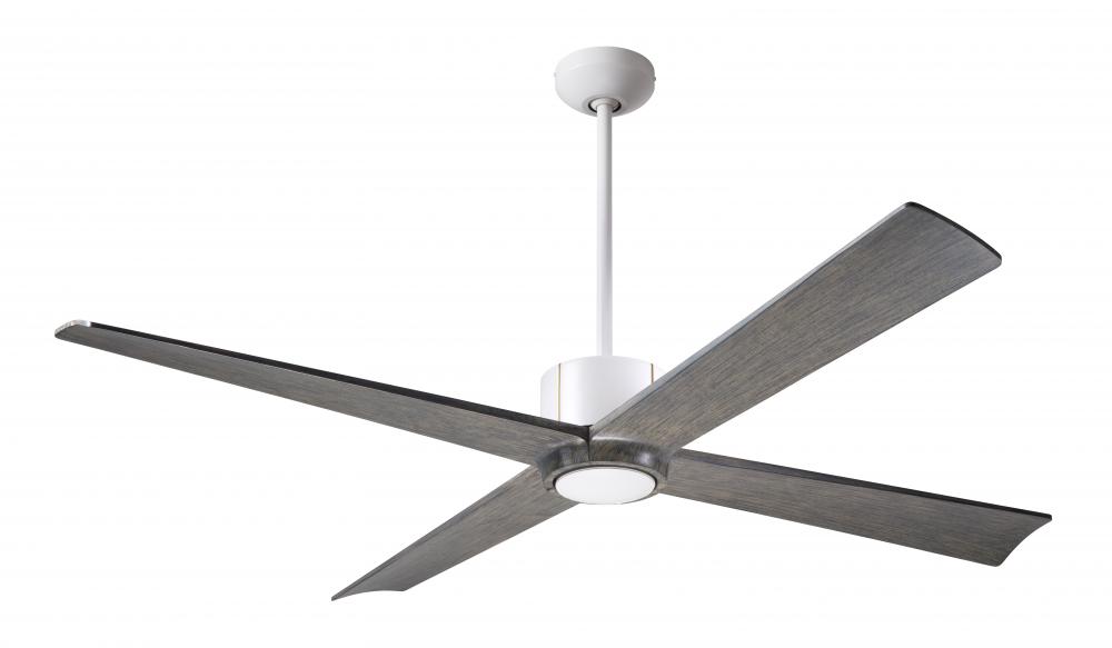 Nouveau DC Fan; Matte White Finish w/ Brass; 56" Graywash Blades; No Light