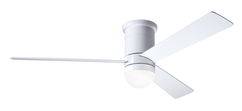 Cirrus Flush DC Fan; Gloss White Finish; 50&#34; Aluminum Blades; 17W LED; Wall/Remote Combo Control