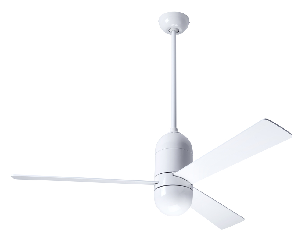Cirrus DC Fan; Gloss White Finish; 50" White Blades; No Light; Wall/Remote Combo Control