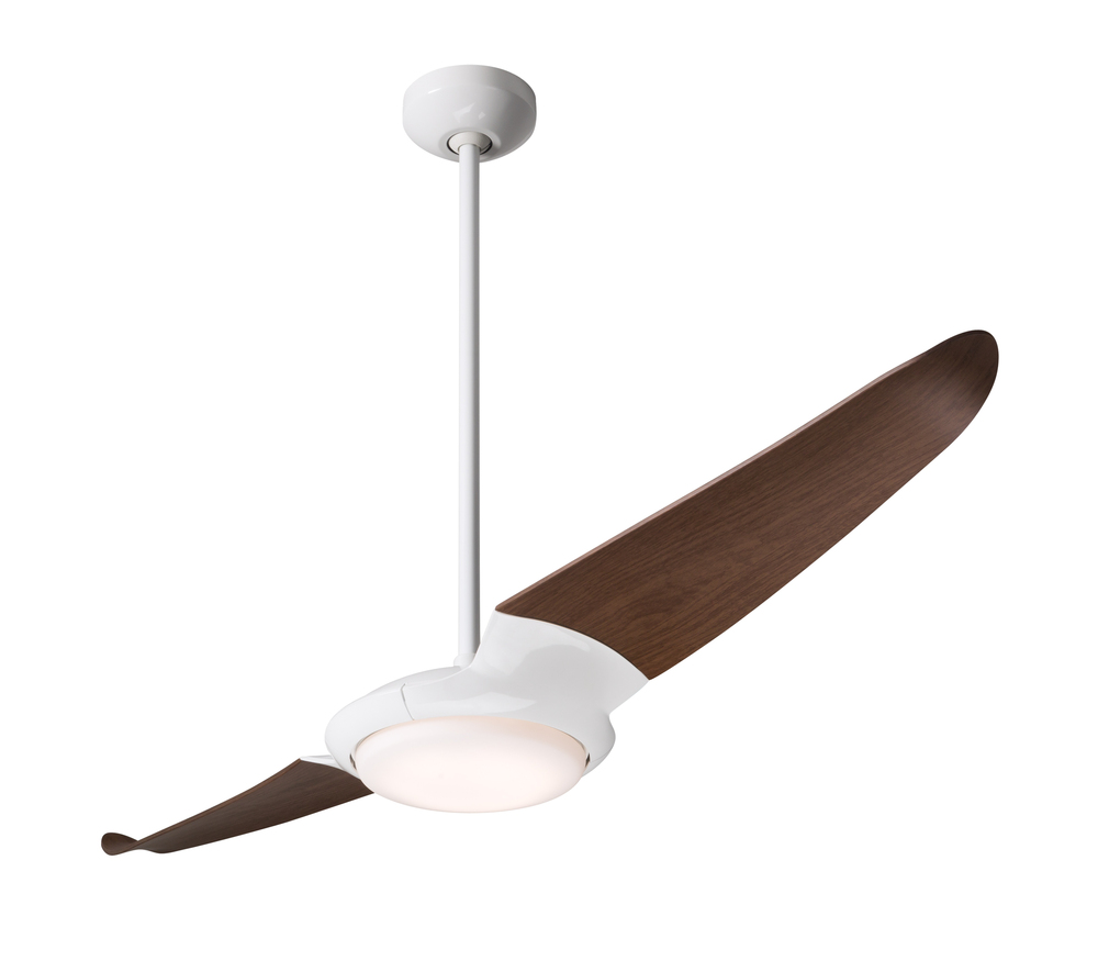 IC/Air (2 Blade ) Fan; Gloss White Finish; 56" Mahogany Blades; 20W LED; Wall/Remote Combo Contr