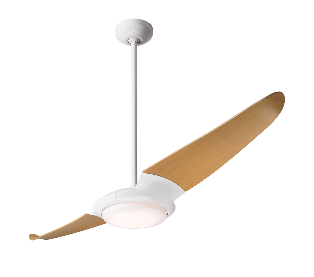 IC/Air (2 Blade ) Fan; Gloss White Finish; 56" Maple Blades; 20W LED; Wall/Remote Combo Control