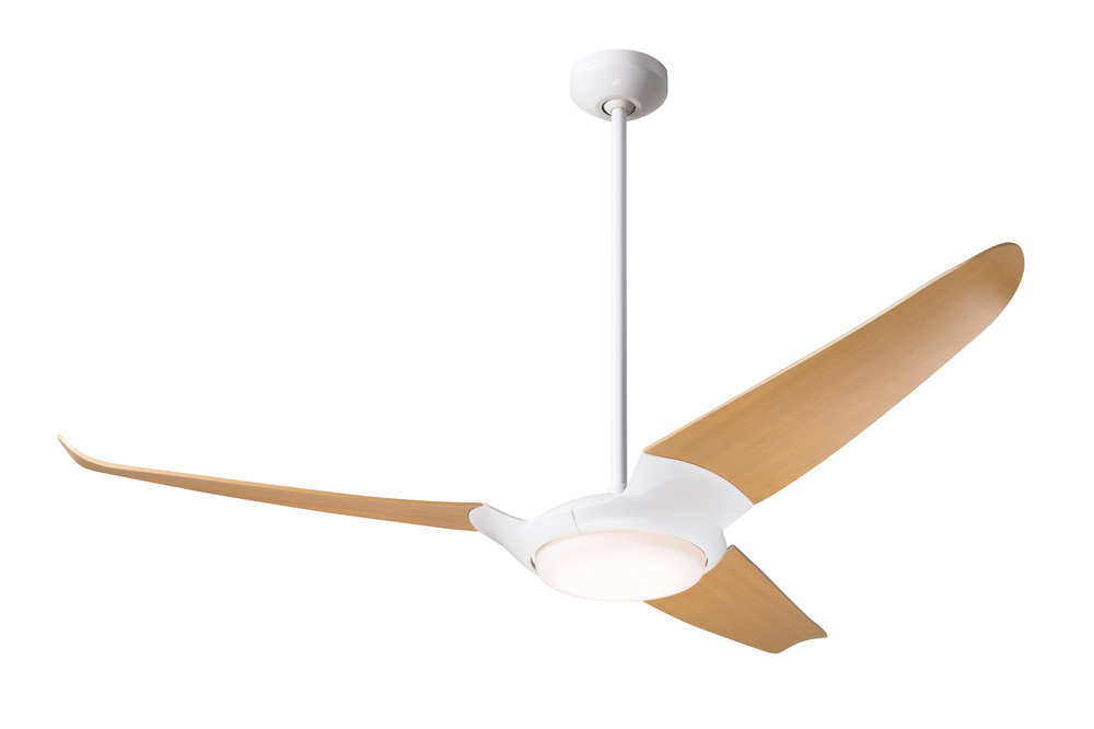 IC/Air (3 Blade ) Fan; Gloss White Finish; 56" Maple Blades; 20W LED; Wall/Remote Combo Control