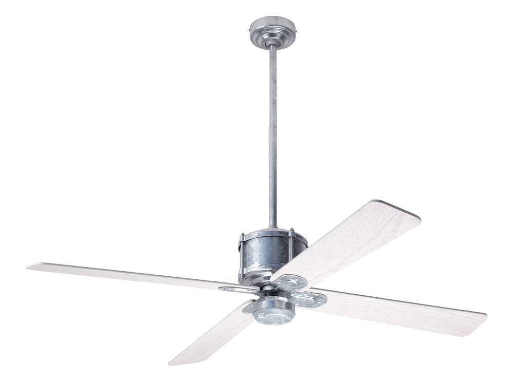 Industry DC Fan; Galvanized Finish; 50" Whitewash Blades; No Light; Wall/Remote Combo Control
