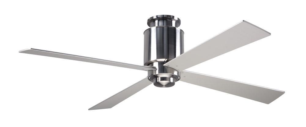 Lapa Flush Fan; Bright Nickel Finish; 50" Black Blades; No Light; Fan Speed and Light Control