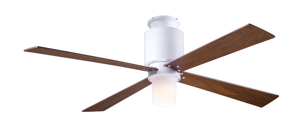 Lapa Flush Fan; Gloss White Finish; 50" Mahogany Blades; 17W LED; Fan Speed and LT Control (3-wi