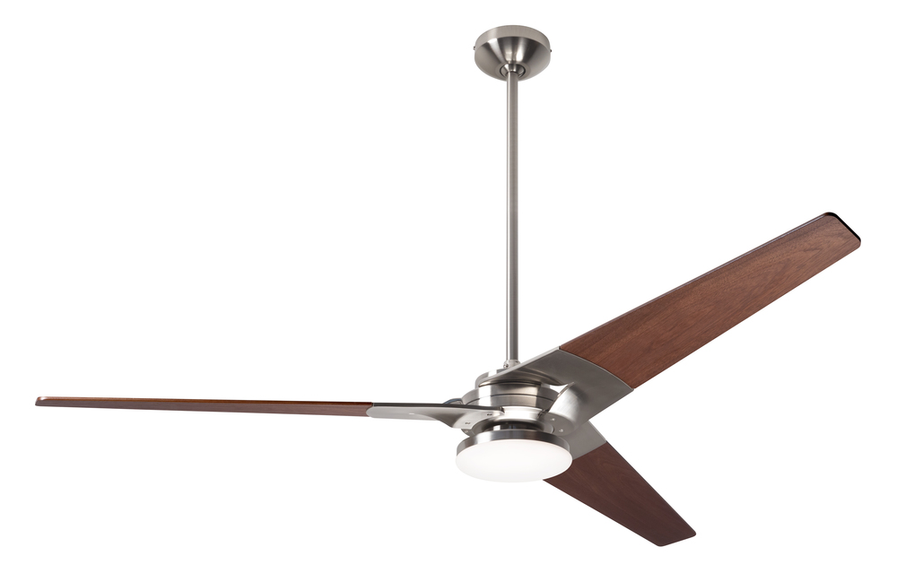 Torsion Fan; Bright Nickel Finish; 62" Mahogany Blades; 20W LED; Fan Speed and Light Control
