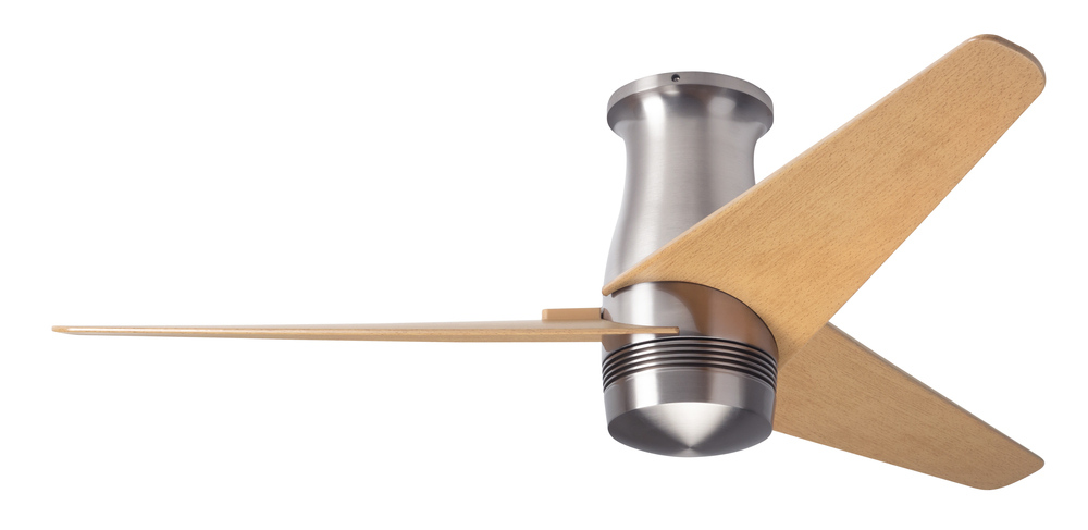 Velo Flush DC Fan; Bright Nickel Finish; 48" Maple Blades; No Light; Wall/Remote Combo Control