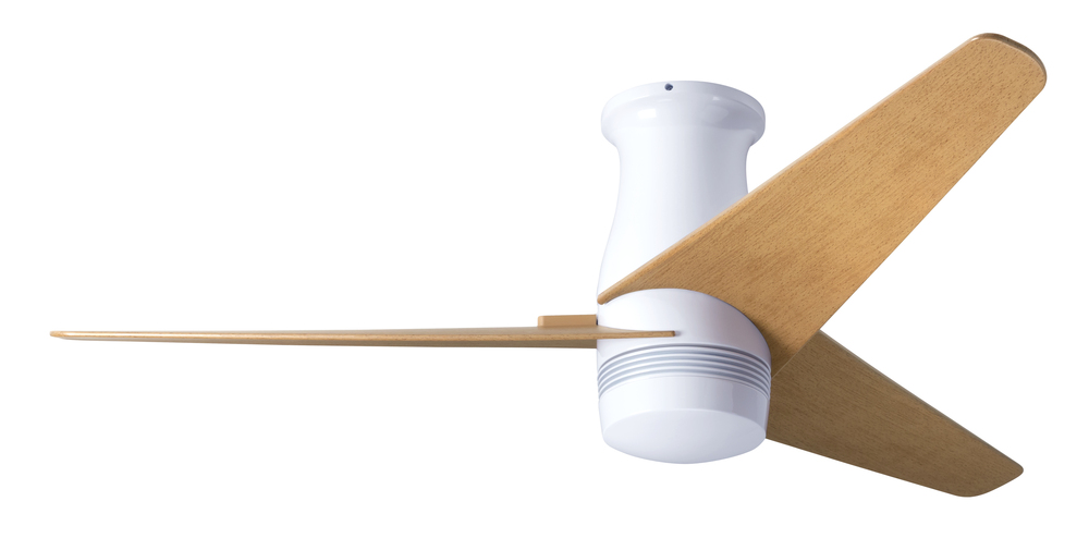 Velo Flush DC Fan; Gloss White Finish; 48" Maple Blades; No Light; Wall/Remote Combo Control
