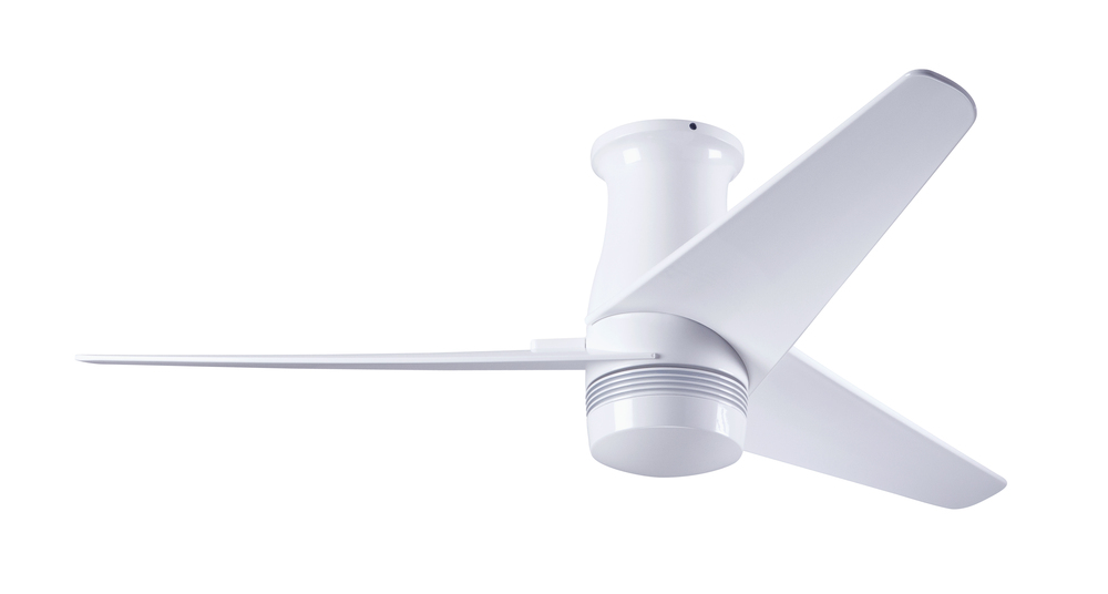 Velo Flush DC Fan; Gloss White Finish; 48" Nickel Blades; No Light; Wall/Remote Combo Control