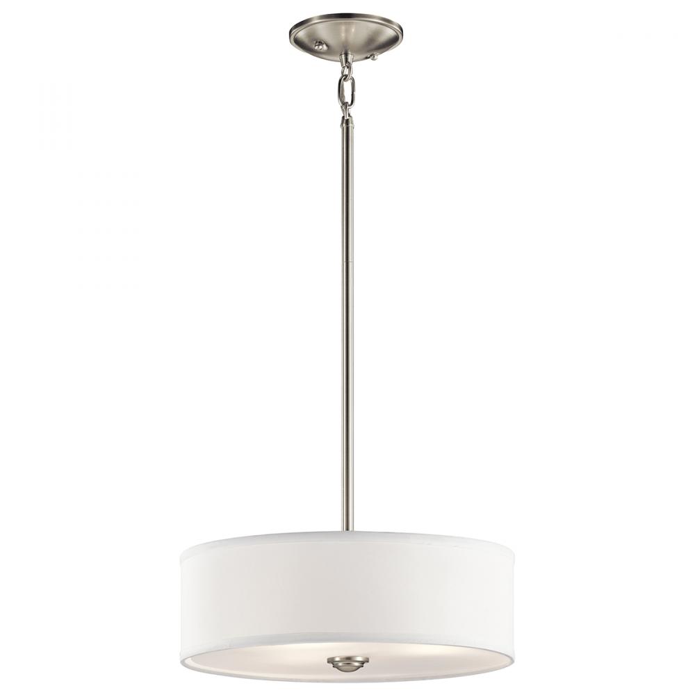Shailene 14" 3 LT Round Semi Flush with Satin Etched White Diffuser and White Microfiber Shade