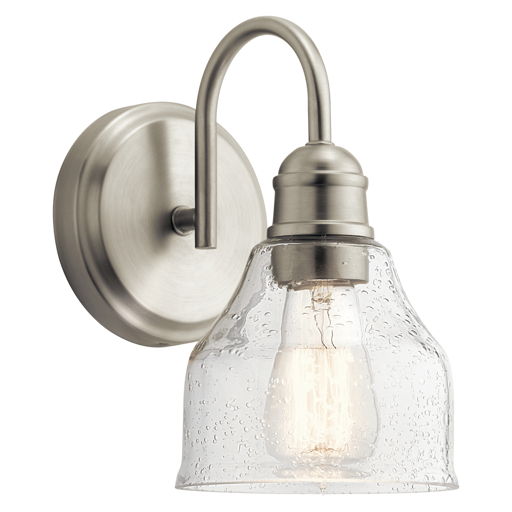 Avery 9.25" 1 Light Vanity Light with Clear Seeded Glass Brushed Nickel
