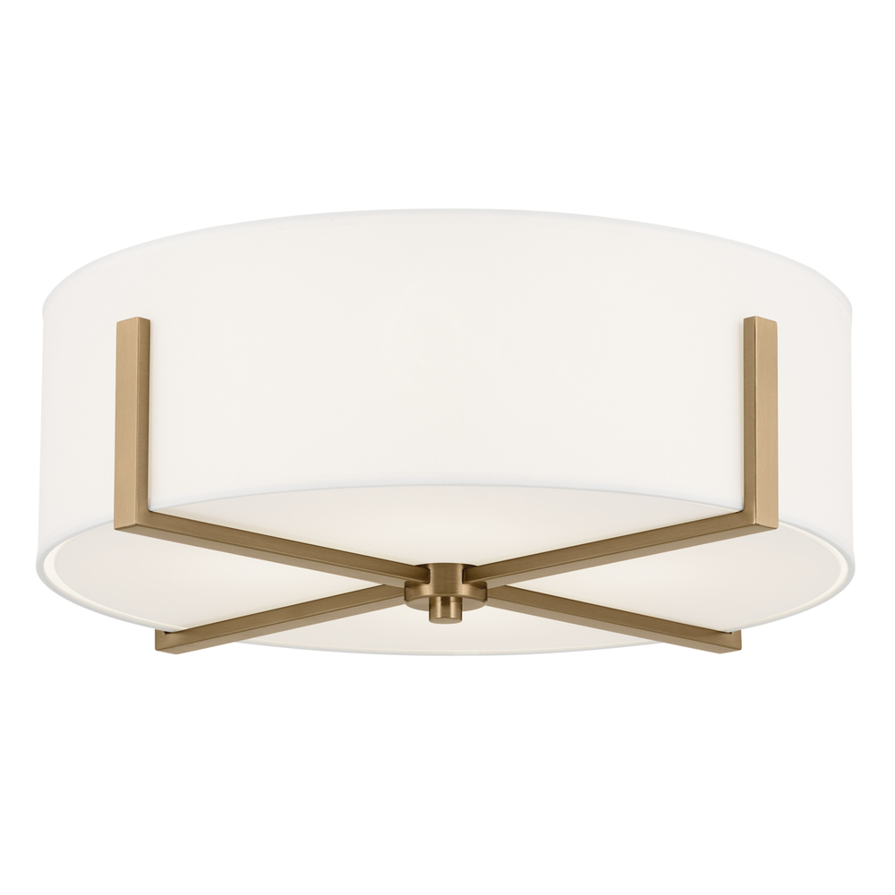 Malen 20 Inch 4 Light Flush Mount with White Fabric Shade in Champagne Bronze