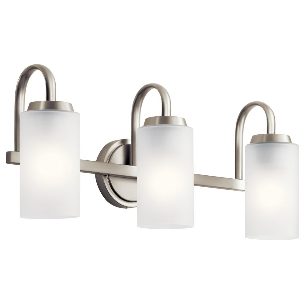 Kennewick 2 Light Vanity Light with Etched Glass Brushed Nickel