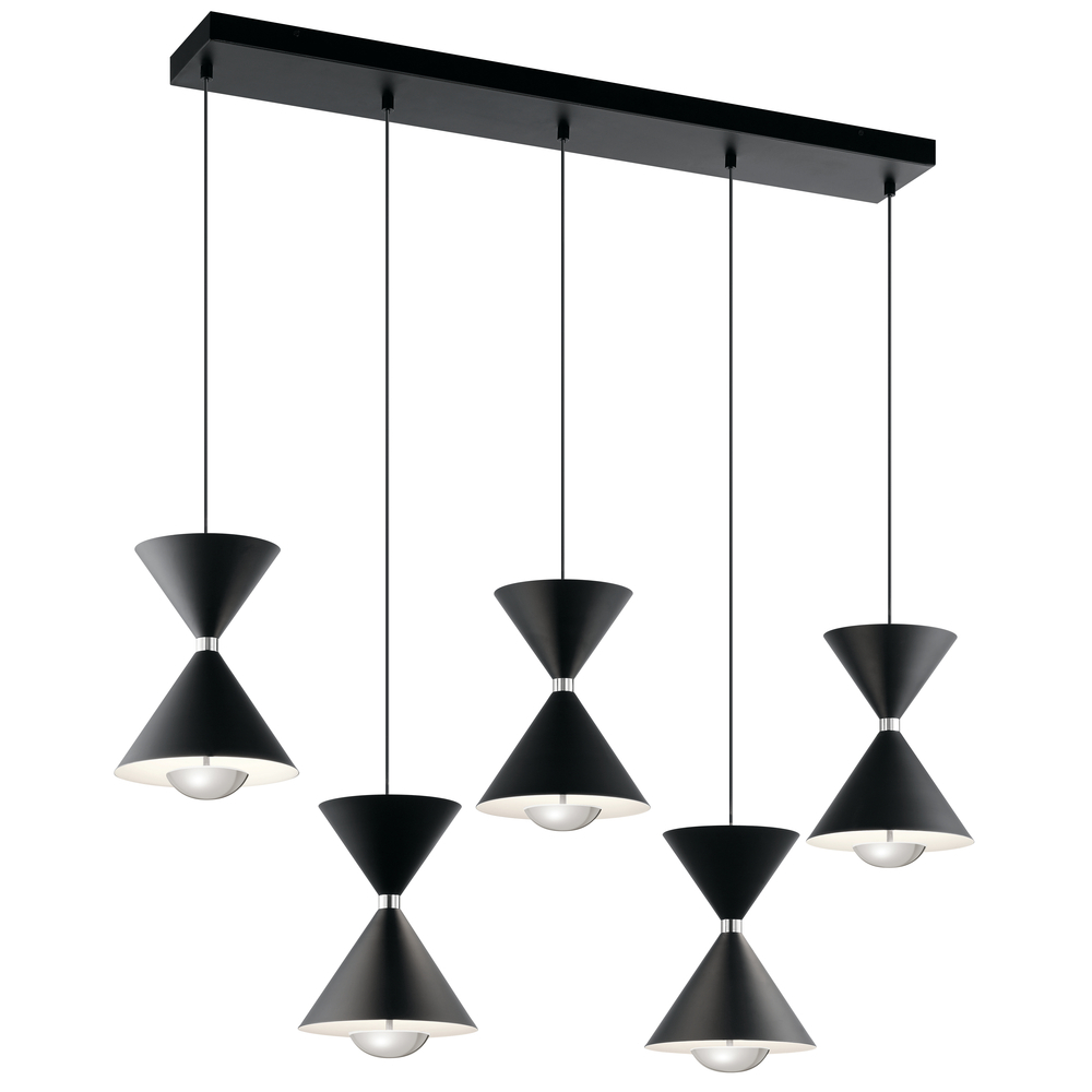 Kordan 5 Light Linear Pendant Cluster Matte Black