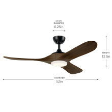 Kichler 310552SBK - 52" Mylo Ceiling Fan with Satin Etch Cased Opal Glass in Satin Black with Aged Walnut Wood Blade