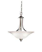 Kichler 3502NI - Dover 19" 3 Light Convertible Pendant or Semi Flush with Etched Seeded Glass in Brushed Nickel