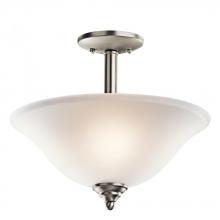 Kichler 3694NI - Wynberg 15" 2 LT Convertible Inverted Pendant/Semi Flush with Satin Etched Glass in Brushed Nick