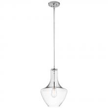 Kichler 42141CHCLR - Everly 15.25" 1 Light Bell Pendant Clear Glass Chrome