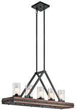 Kichler 43491AUB - Colerne 46.5" 8 Light Linear Chandelier Clear Seeded Glass Auburn Stained