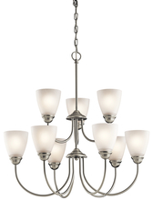 Kichler 43639NI - Jolie 28" 9 Light Chandelier with Satin Etched Glass in Brushed Nickel