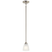 Kichler 43640NI - Jolie 12.5" 1 Light Mini Pendant with Satin Etched Glass in Brushed Nickel