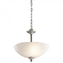 Kichler 43641NI - Jolie 15" 2 LT Convertible Inverted Pendant and Semi Flush with Satin Etched Glass in Brushed Ni