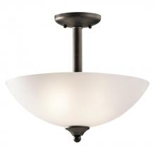Kichler 43641OZ - Jolie 15" 2 LT Convertible Inverted Pendant with Semi Flush with Satin Etched Glass in Olde Bron