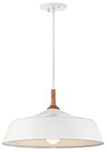 Kichler 43683WH - Danika 9.25" 1 Light Pendant with White finish and Wood Accents