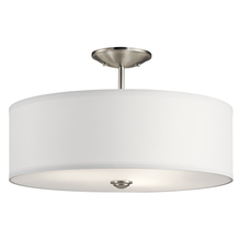 Kichler 43692NI - Shailene 18" 3 LT Round Semi Flush with Satin Etched White Diffuser and White Microfiber Shade