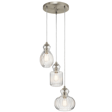 Kichler 43952NI - Riviera 10.25" 3 Light Pendant with Clear Ribbed Glass in Brushed Nickel