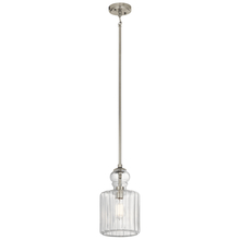 Kichler 43954NI - Riviera 13.75" 1 Light Pendant with Clear Ribbed Glass in Brushed Nickel