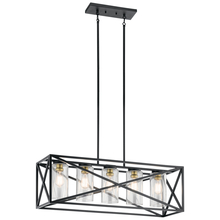 Kichler 44081BK - Moorgate 36" 5 Light Linear Chandelier with Clear Glass in Black and Brass
