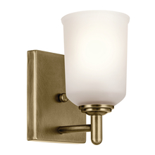 Kichler 45572NBR - Shailene 5" 1-Light Wall Sconce with Clear Satin Etched Glass in Natural Brass