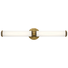 Kichler 45685NBRLED - Indeco 27" LED Linear Vanity Light with Satin Etched White Glass in Natural Brass