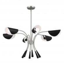 Kichler 52559SN - Arcus 39.25 Inch 6 Light Chandelier in Satin Nickel with Black