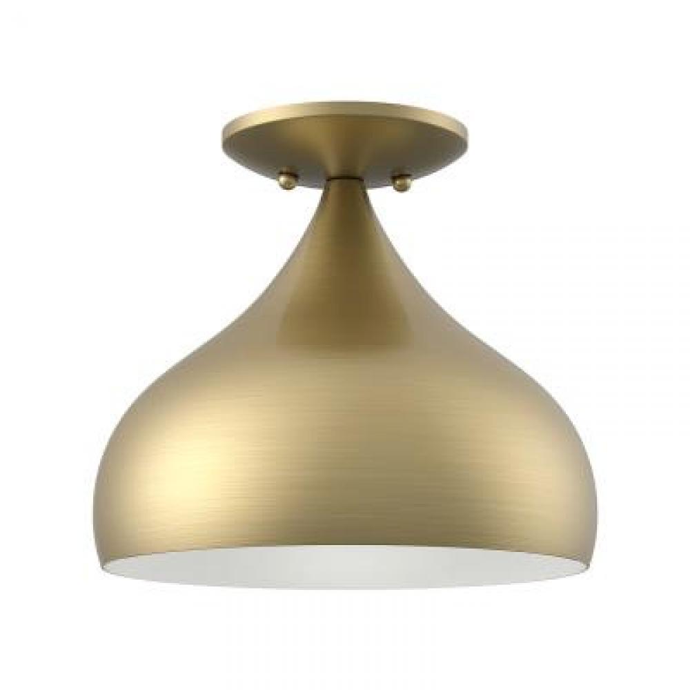 1 Light Antique Brass Semi-Flush Mount