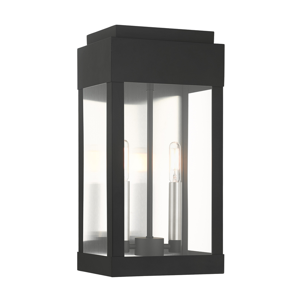 2 Lt Black Outdoor Wall Lantern
