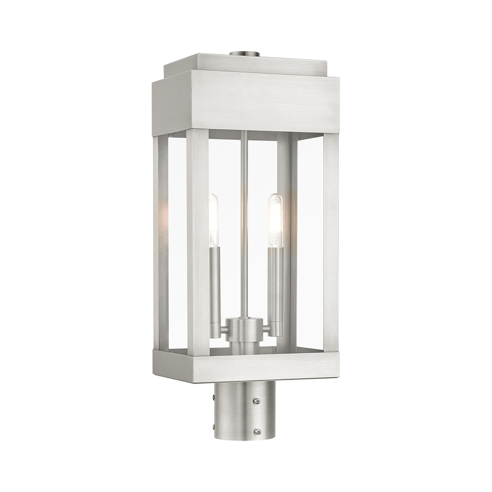 2 Lt Brushed Nickel Outdoor Post Top Lantern
