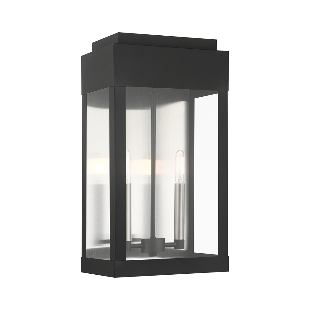 2 Lt Black Outdoor Wall Lantern