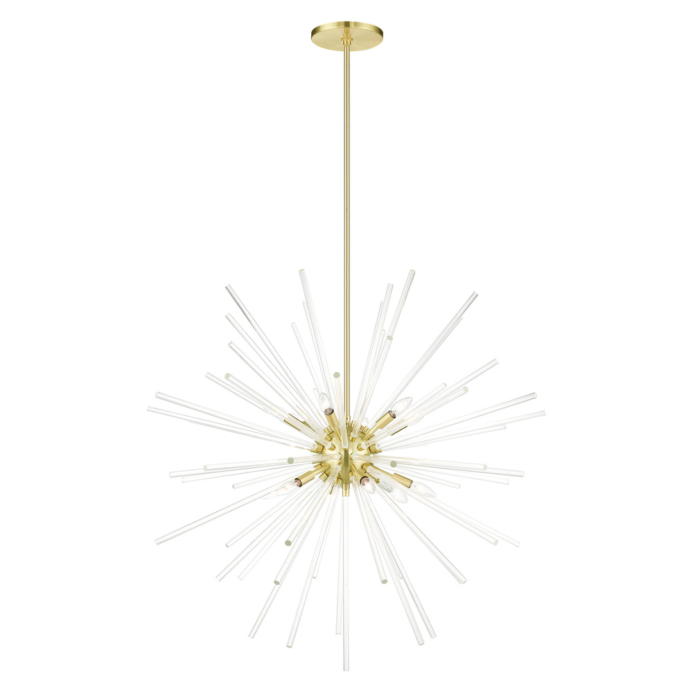 12 Lt Satin Brass Foyer Pendant Chandelier