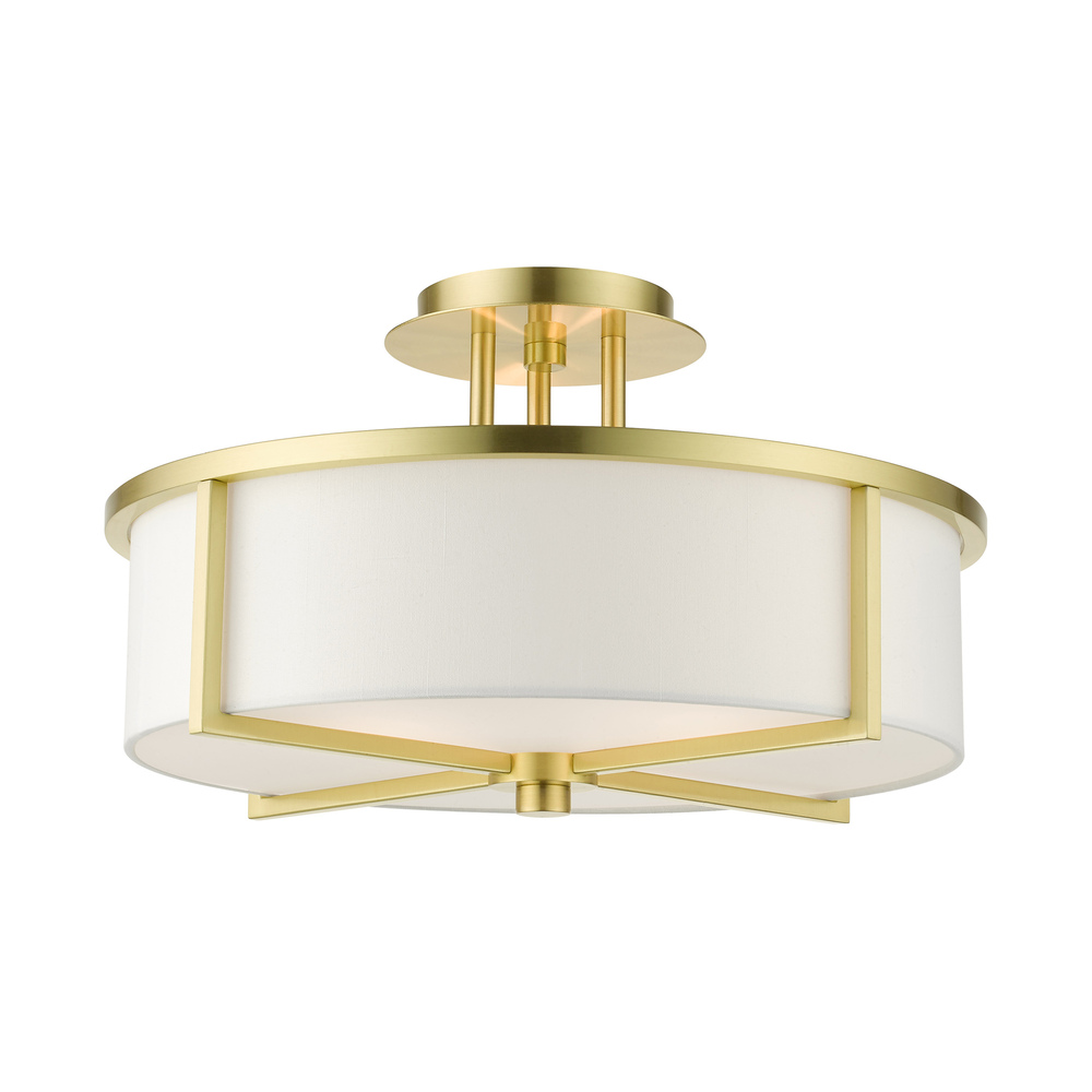 3 Lt Satin Brass Semi Flush