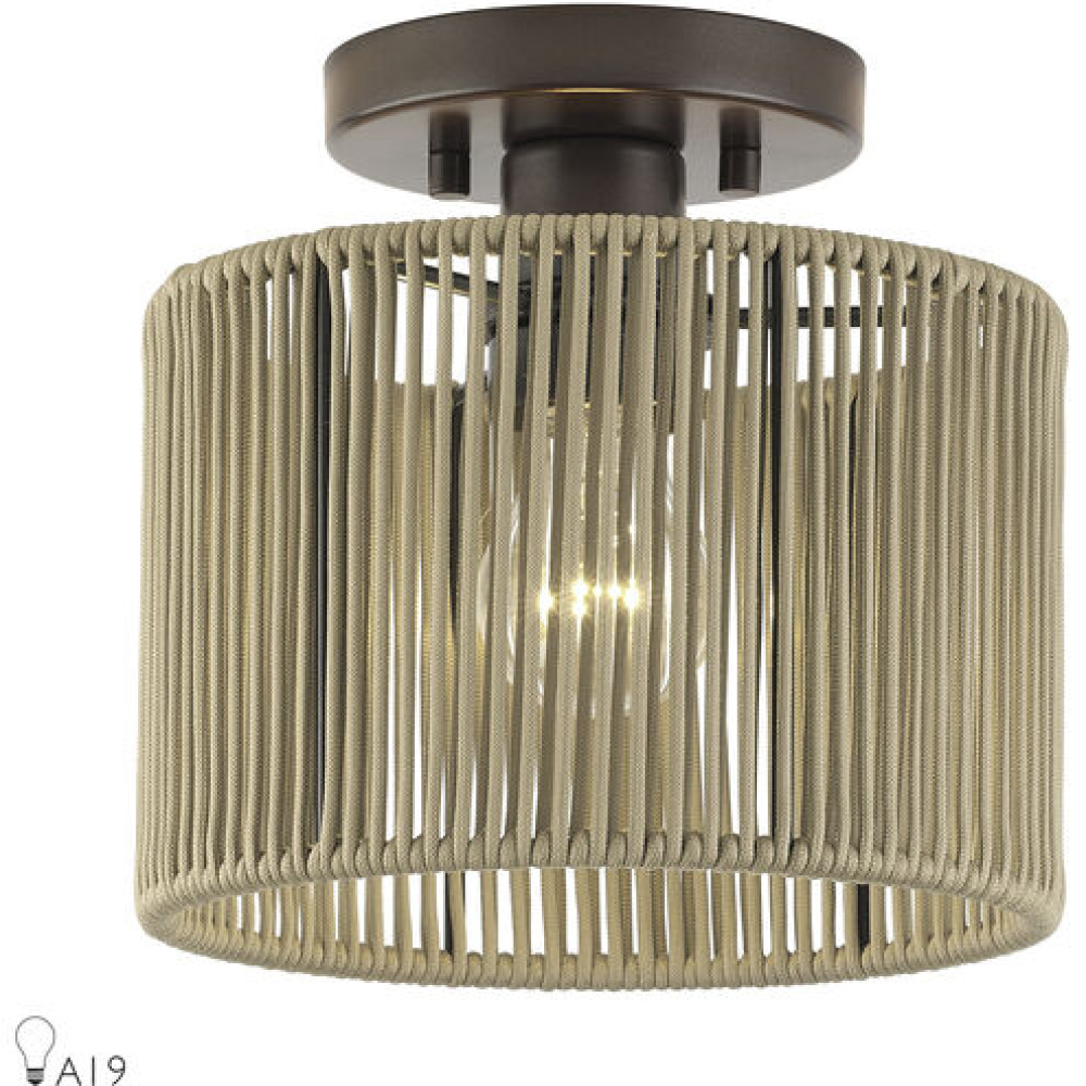 1 Light English Bronze Small Semi-Flush