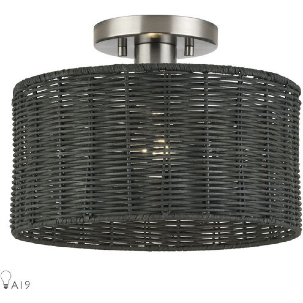 1 Light Brushed Nickel Medium Semi-Flush