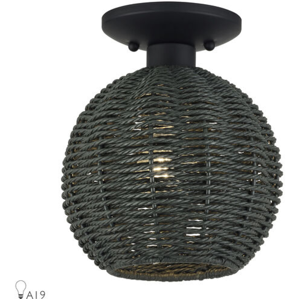 1 Light Black Small Semi-Flush