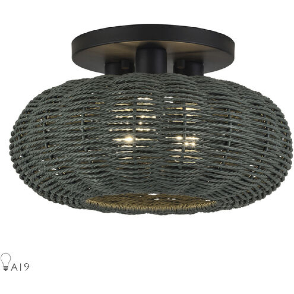 3 Light Black Large Semi-Flush