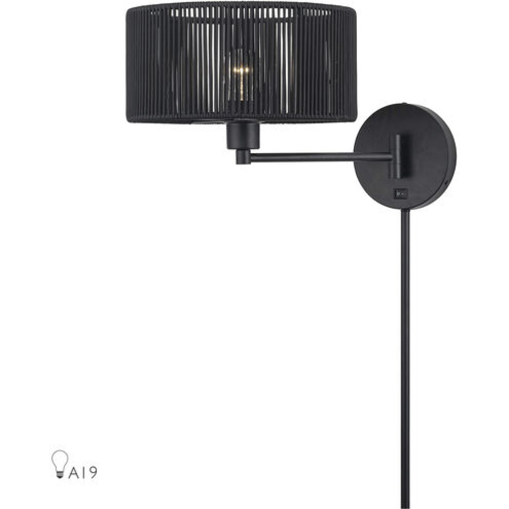 1 Light Black Swing Arm Wall Lamp