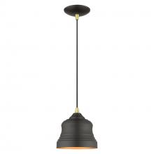 Livex Lighting 55901-07 - 1 Light Bronze Mini Bell Pendant with Gold Finish Inside